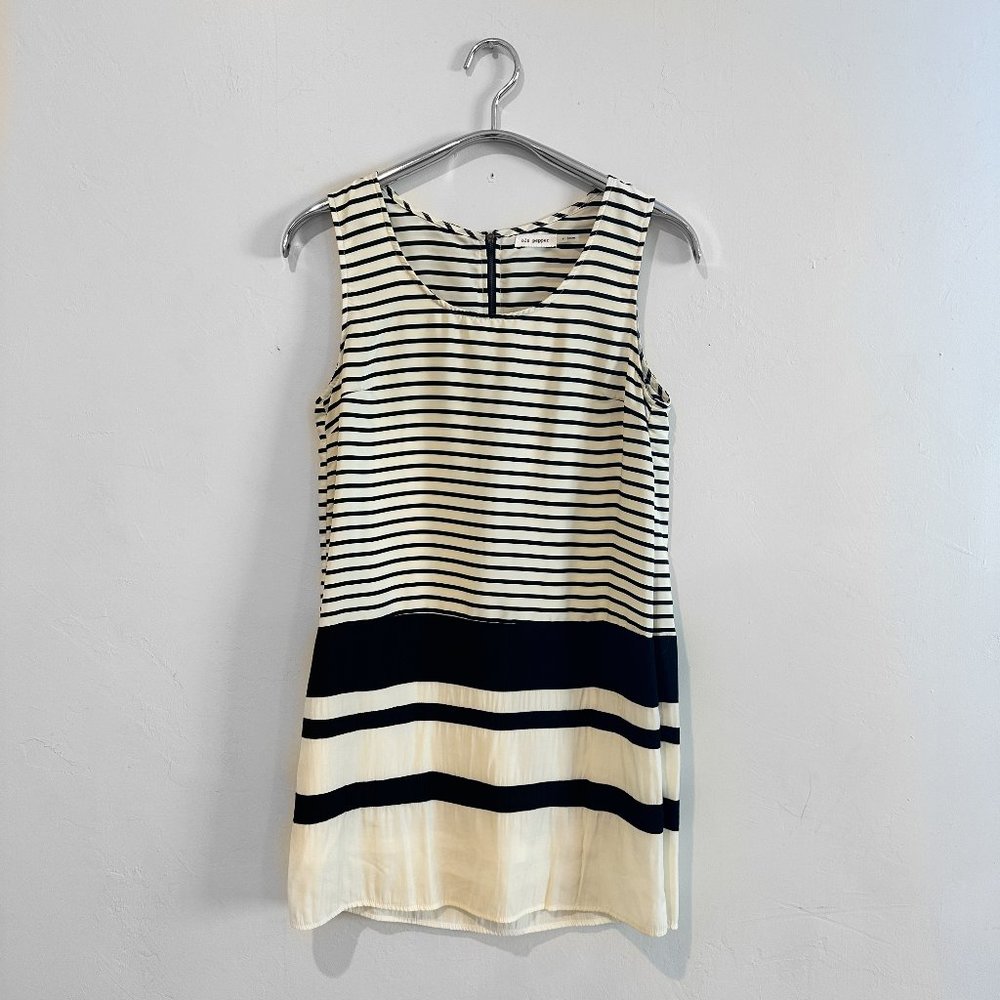 Women's Sleeveless Black & White Striped Dress